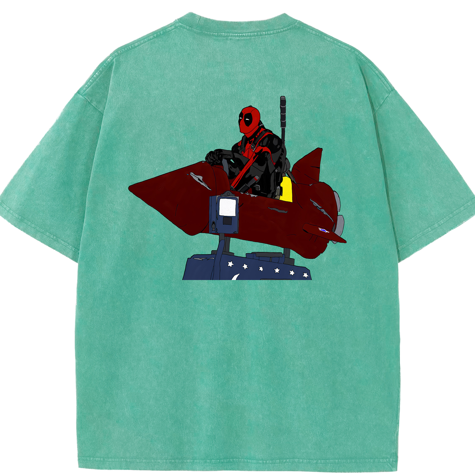（画像用） Deadpool デッドプール 綿100% ヴィンテージ風 半袖Tシャツ（背面プリント）